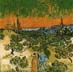 Reproductions and Copies of masterpieces oil on canvas Vincent Van Gogh revisited by Ida Parigi’s paintings: Landscape with Couple Walking and Crescent Moon