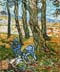 Reproductions and Copies of masterpieces oil on canvas Vincent Van Gogh revisited by Ida Parigi’s paintings: Two Diggers among Trees